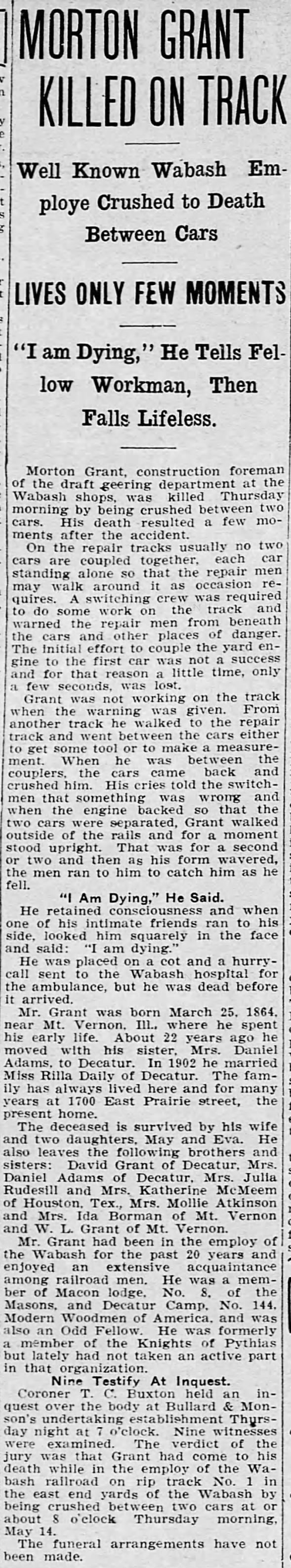 Clipping from The Decatur Herald